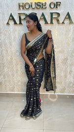 Black Wrinkle Chiffon Saree Traditional Concept