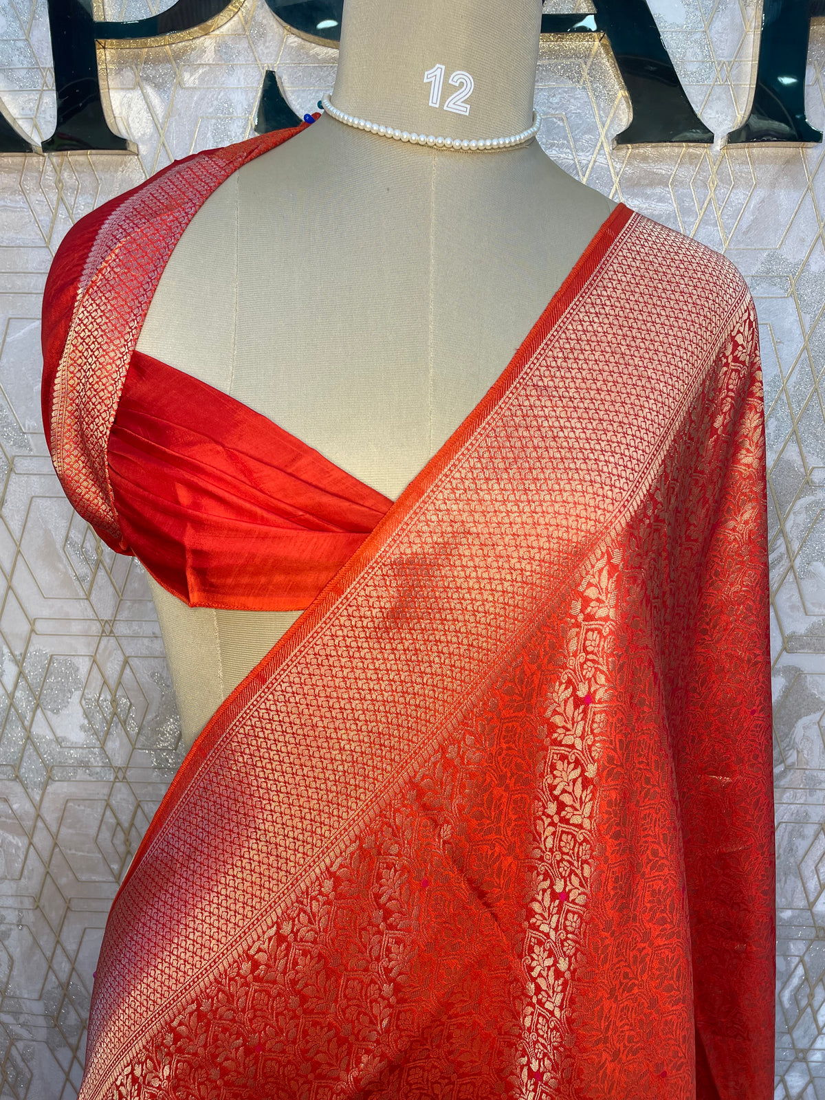 Orange Meenakari Khadi Georgette Saree 75