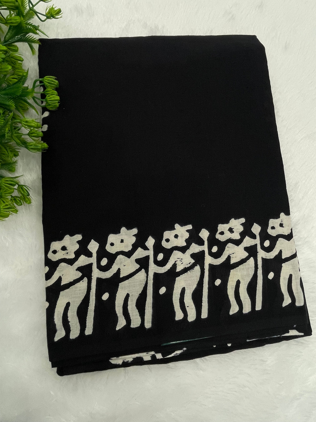 Black Pure Cotton Handblom Saree