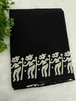 Black Pure Cotton Handblom Saree
