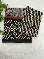 Black n Navy Blue Pure Cotton Handblom Saree