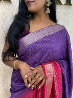 Purple n Pink Checks Cotton Silk Saree 13