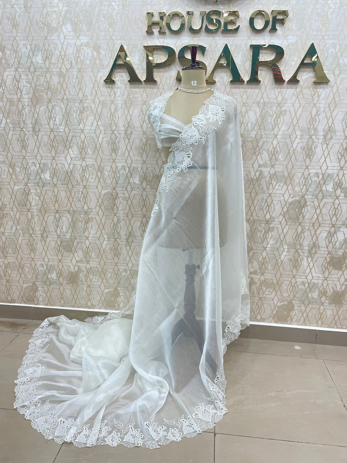 White Organza CutWork Saree 40