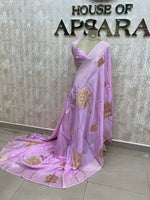 Baby Pink Banarasi Soft Crepe Saree 33