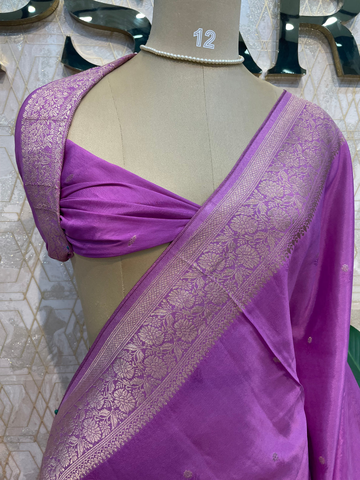 Lilac Banarasi Chinnon Crepe Saree 201