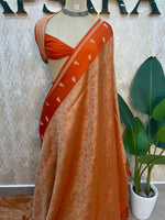 Orange Chinon Brocade Saree 106