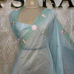 Pastel Blue Organza Saree 321