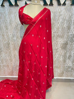 Red Chinnon Crepe Saree 44
