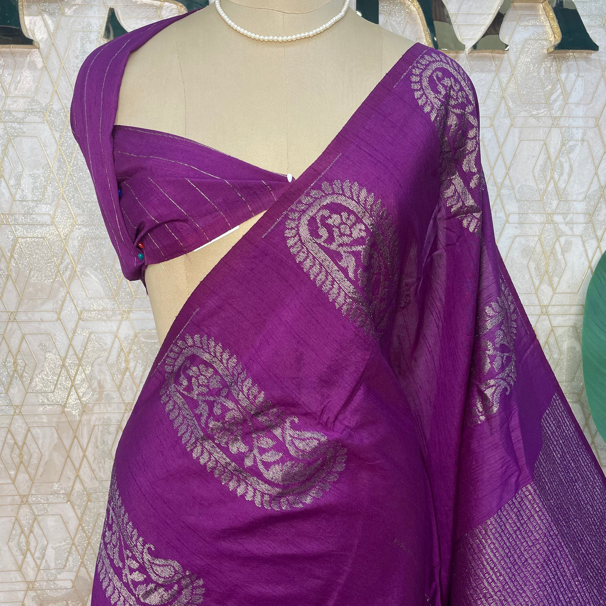 Wine Banarasi Tussar Georgette Saree 307