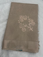 Peach Designer Embroidery Work Tissue Saree 09