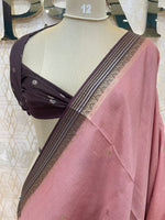 Baby Pink Checks Cotton Silk Saree 13