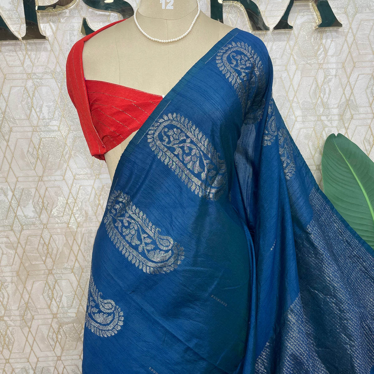 Peacock Blue Banarasi Tussar Georgette Saree 307