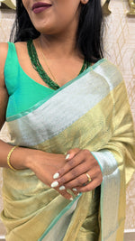 Gold n Green Pure Tissue Brocade Saree 11
