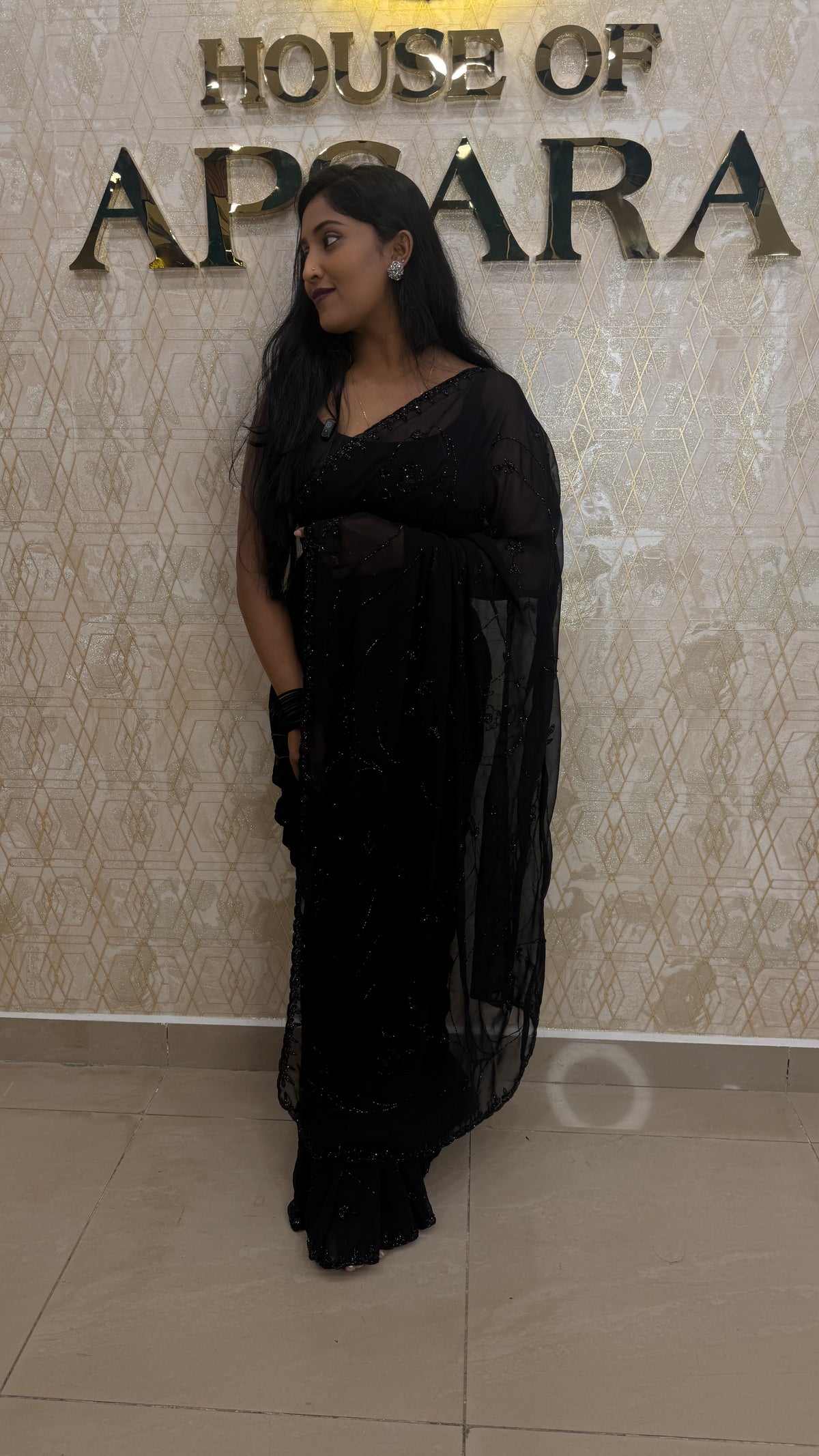 Black Katdana Work Designer Saree 90