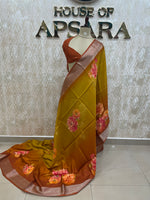 Yellow Dola Crepe Digital Print Saree 25