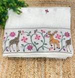 White Soft Tissue Embroidery Saree 17