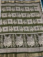 Mehendi Green Pure Mangalgiri Cotton Silk Saree 13