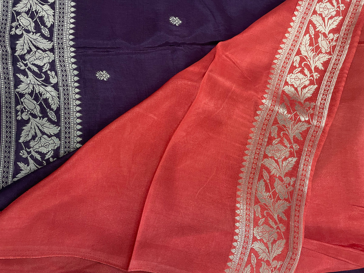 Brown n Orange Semi Silk Saree 25