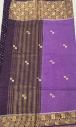 Lilac n Purple Checks Cotton Silk Saree 13