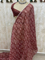 Rust Brown Soft Cotton Block Print Saree 46