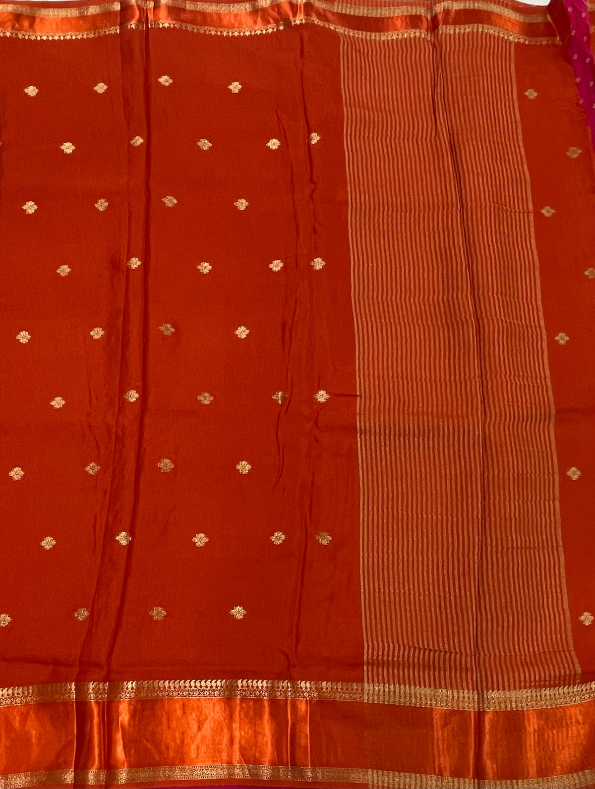 Orange Small Butta Semi Crepe Saree 34