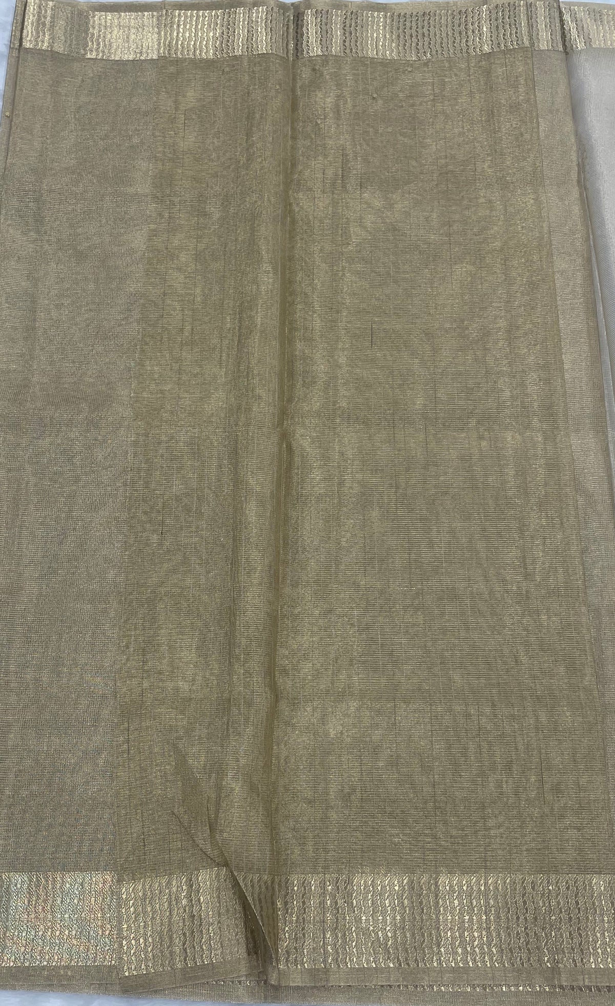 Gold Designer Embroidery Work Tissue Saree 09