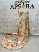Cream Dola Crepe Silk Saree 25