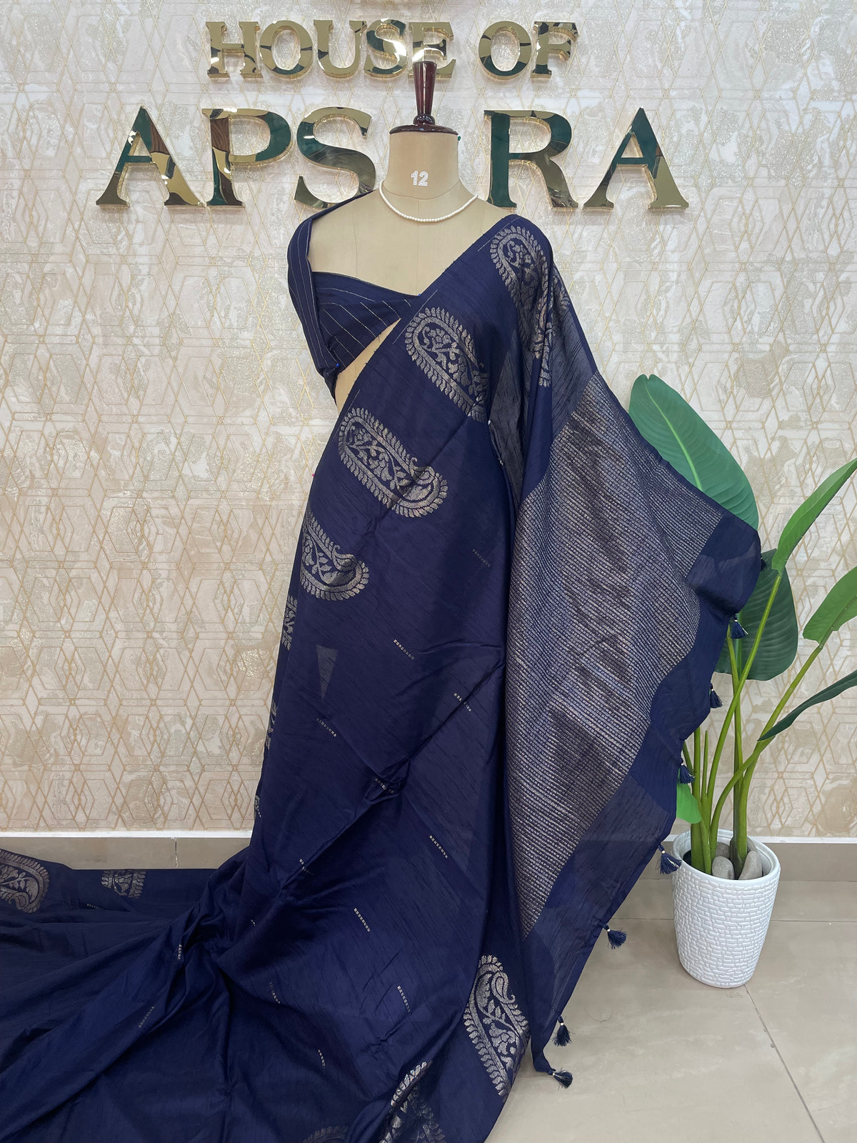 Navy Blue Banarasi Tussar Georgette Saree 307