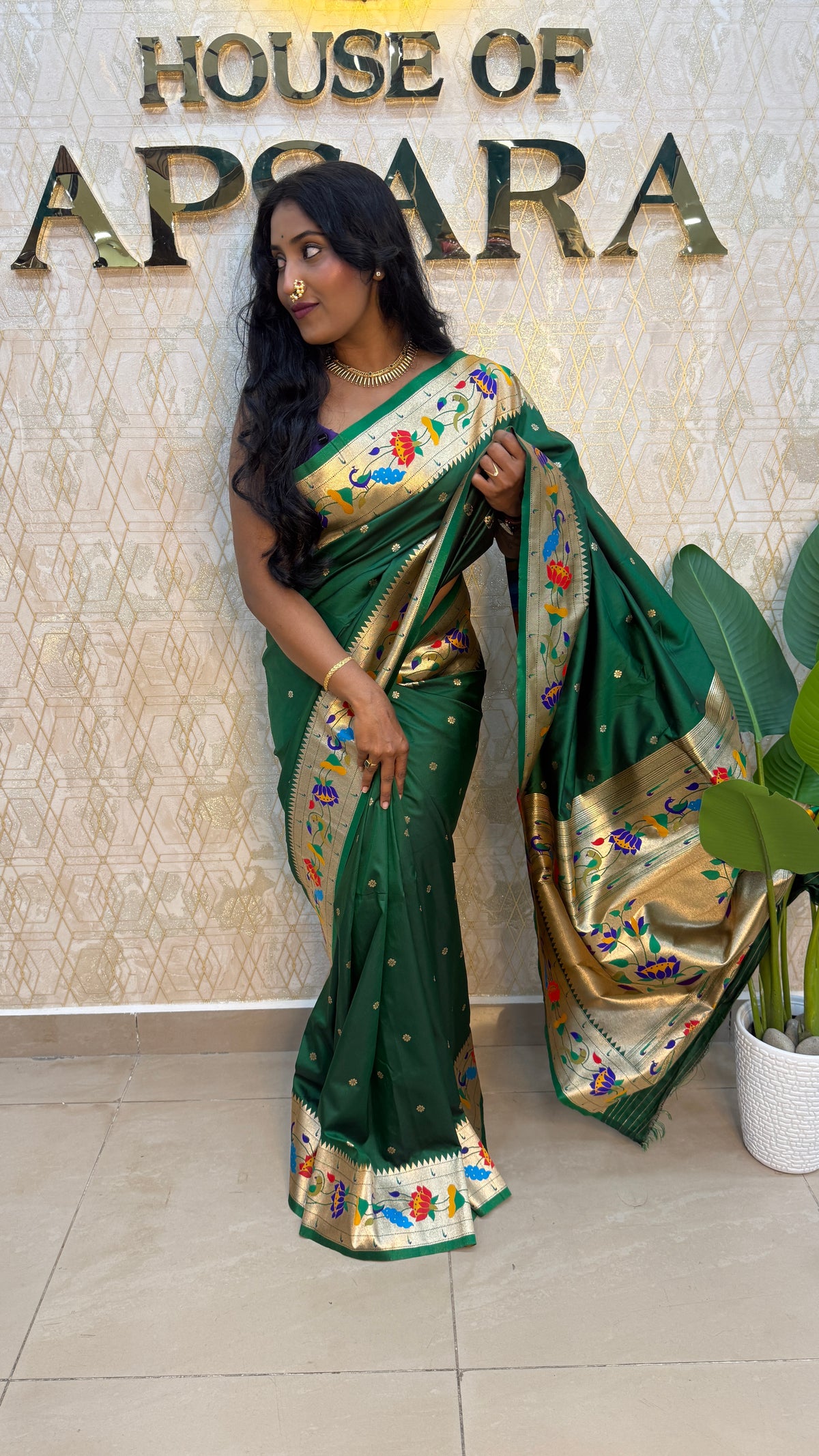 Bottle Green Soft Silk Paithani Saree 99