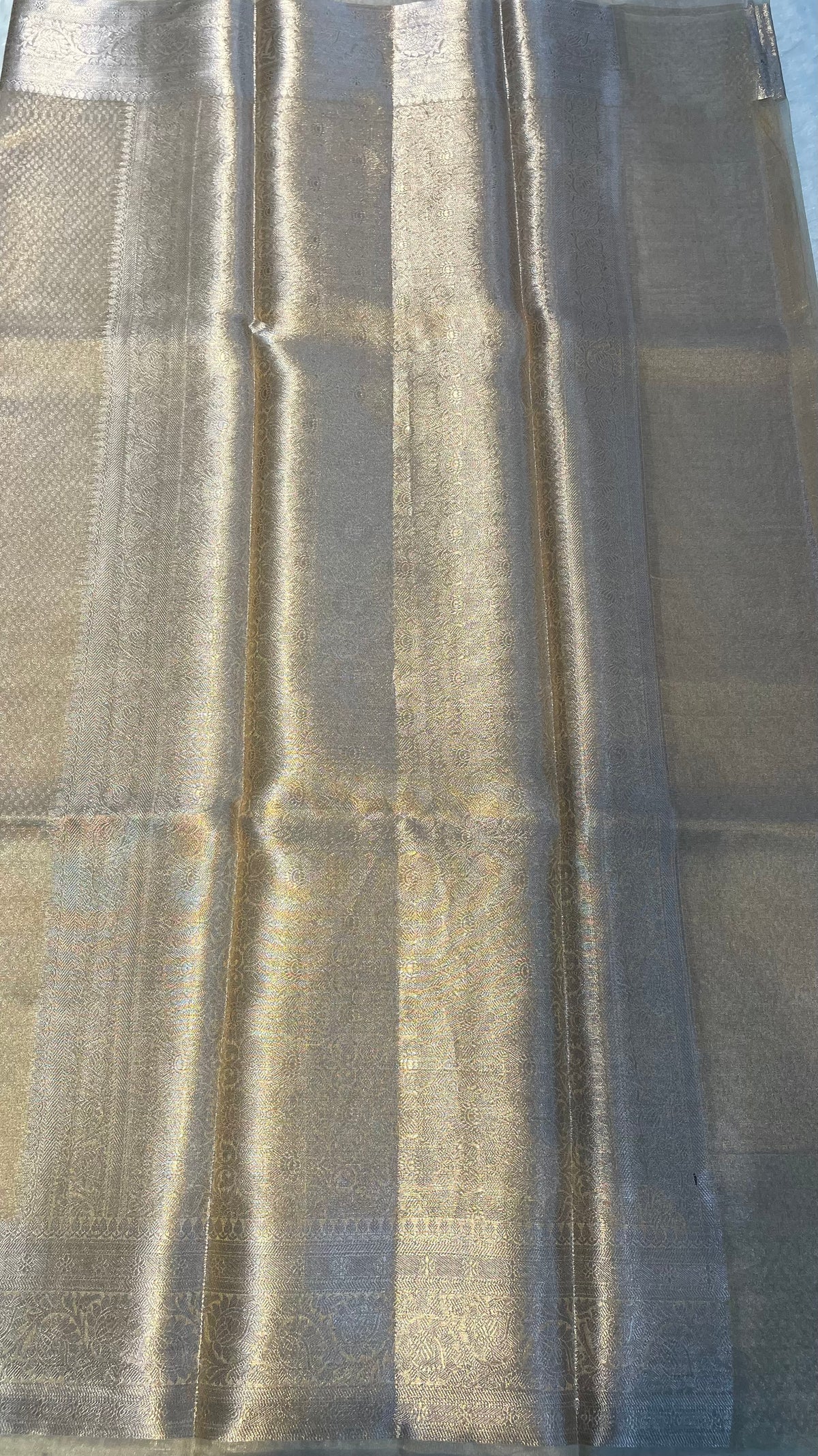 Cream Pure Tissue Organza Saree 11