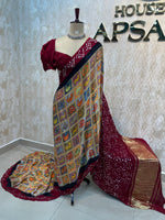 Gold n Maroon Pure Modal Silk Kalamkari Print Saree 05