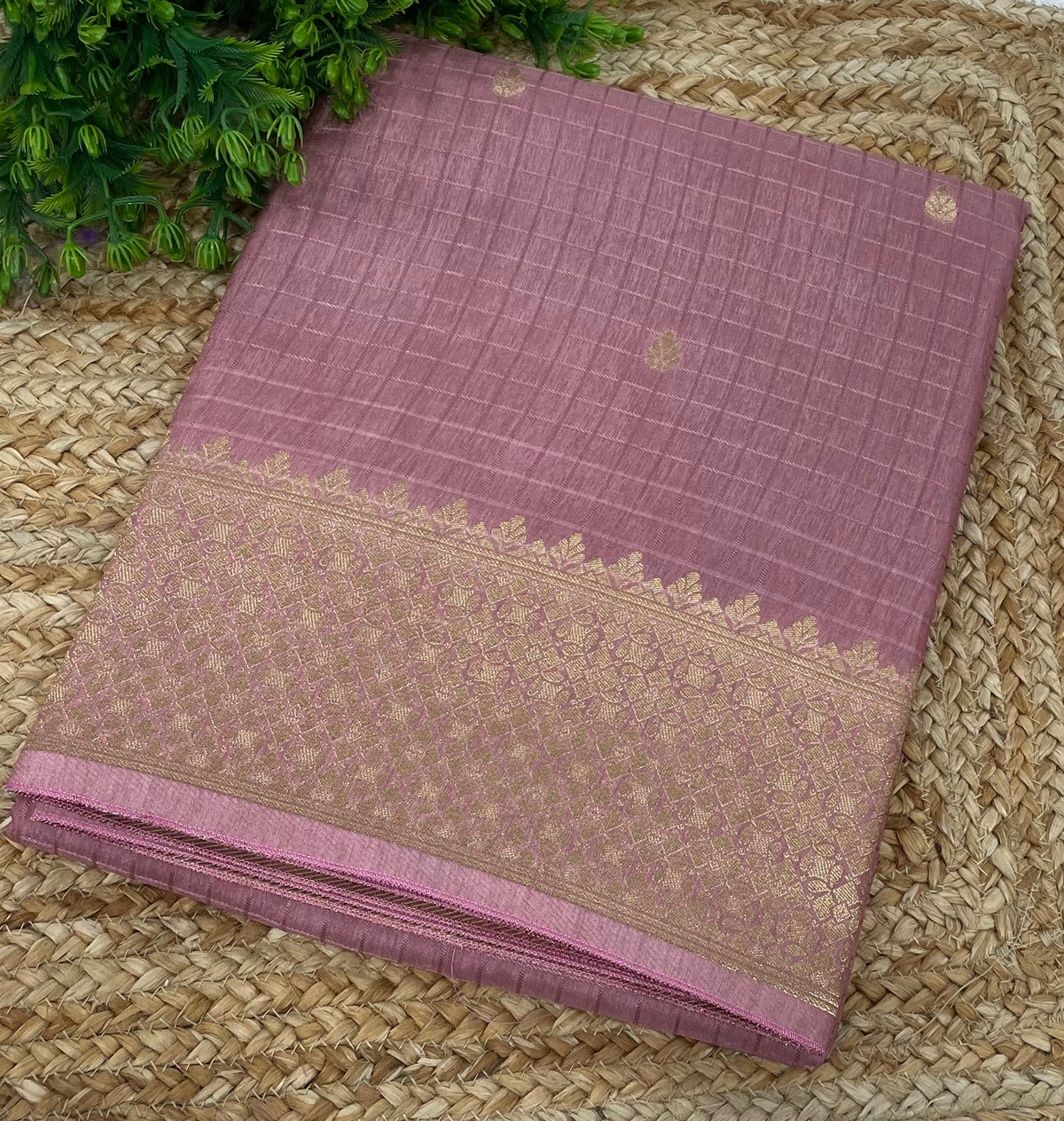 Onion Pink Banarasi Raw Silk Saree 32