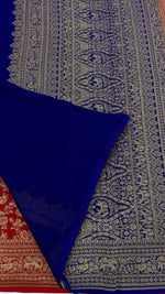 Red n Purple Pure Khadi Georgette Saree 04