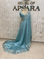 Sky Blue Banarasi Soft tussarDigital print Saree