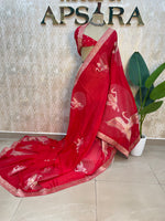 Red Chinnon Crepe Saree 209
