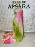 Pink n Green Semi Tussur Kora Dual Shade Saree 36