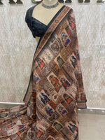 Brown n Black Mul Cotton Kalamkari Print Saree 53