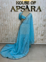 Blue Jute Lenin Saree 68