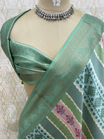 Pista Green Satin Stripes Saree 37
