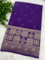 Purple Satin Mashru Silk Saree 07