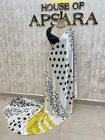 White n Black Satin Digital Print Saree 45