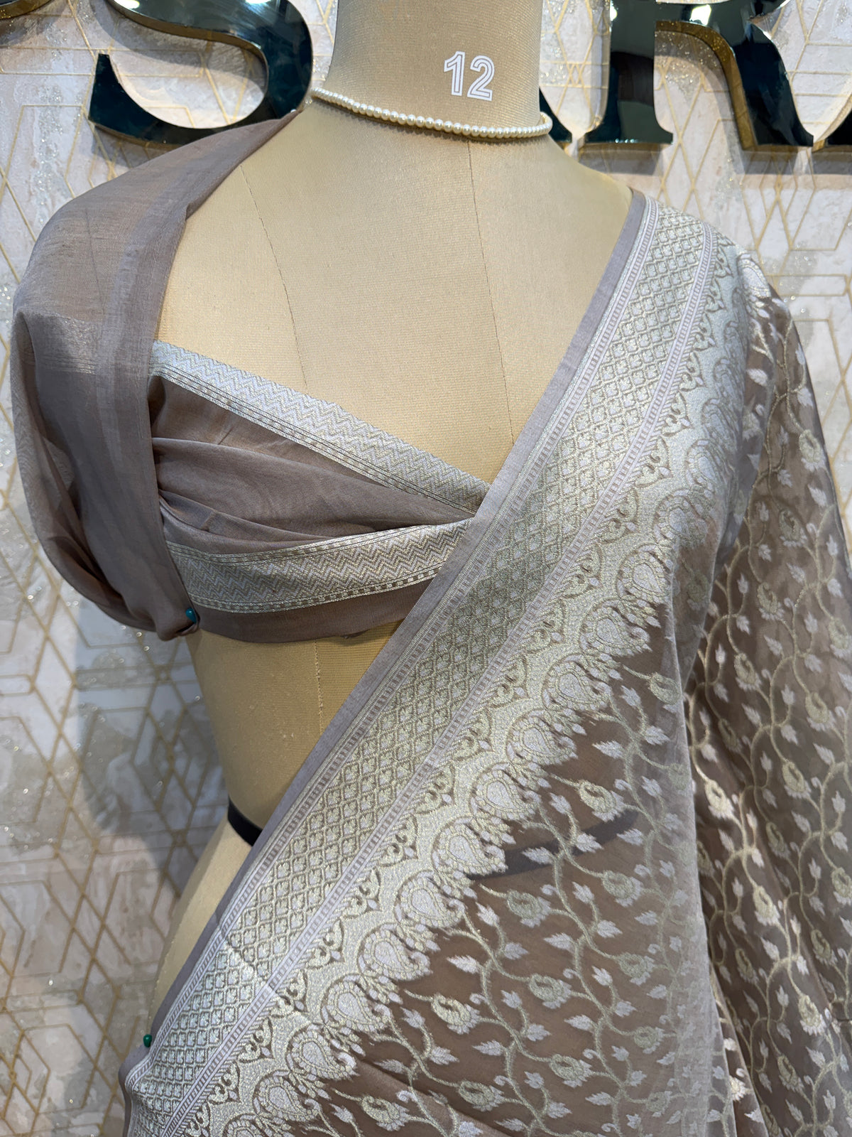 Brown Kora Jamdani Saree 204