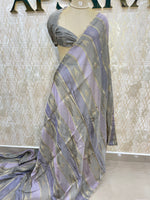 Grey Crepe n Tissue Fusion Saree 88