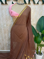 Brown n Pink Mul Cotton Saree 101