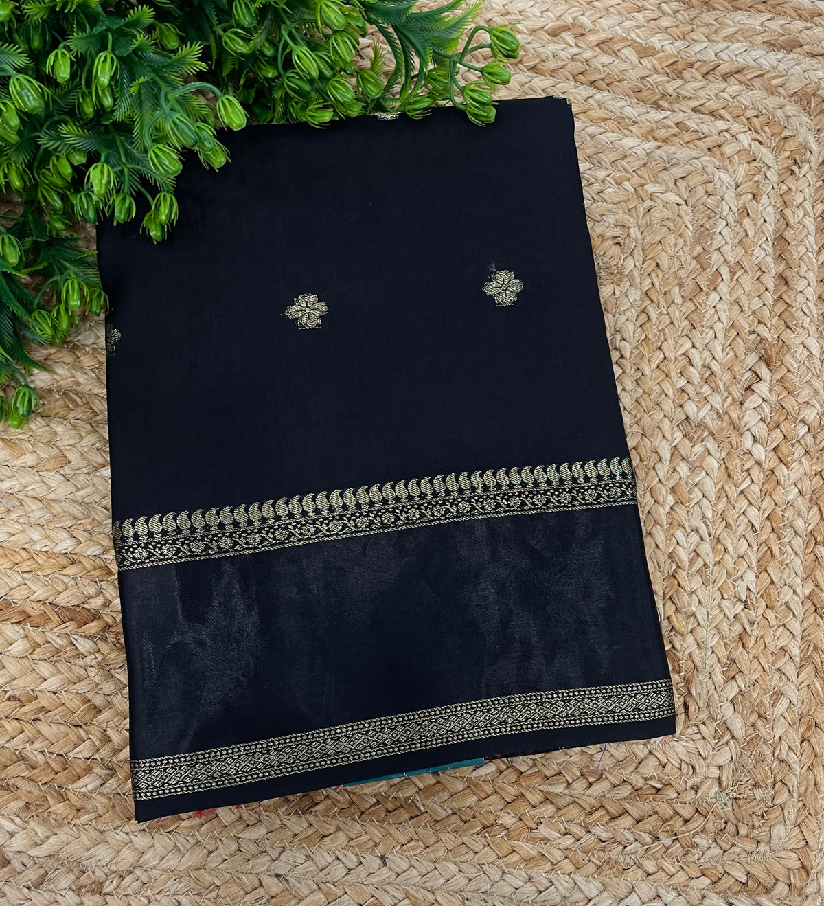 Black Small Butta Semi Crepe Saree 34