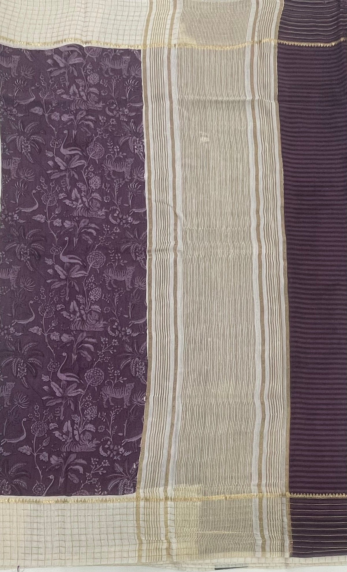 Lavender n Cream Assam Silk Saree 23