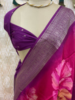 Wine n Pink Dola Crepe Digital Print Saree 25