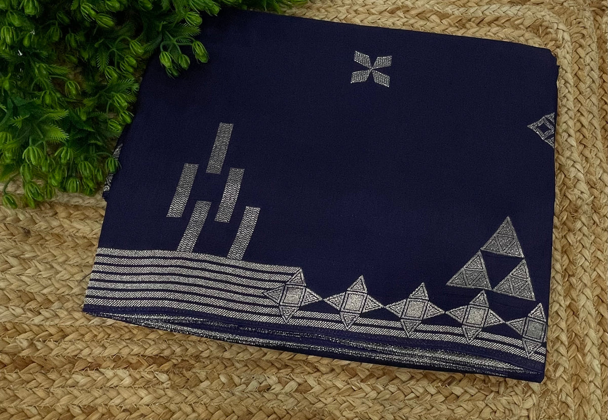 Navy Blue Chiniya Crepe Saree 29