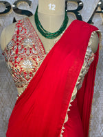 Red Handwork Stitched Blouse Read To Ware Saree 55