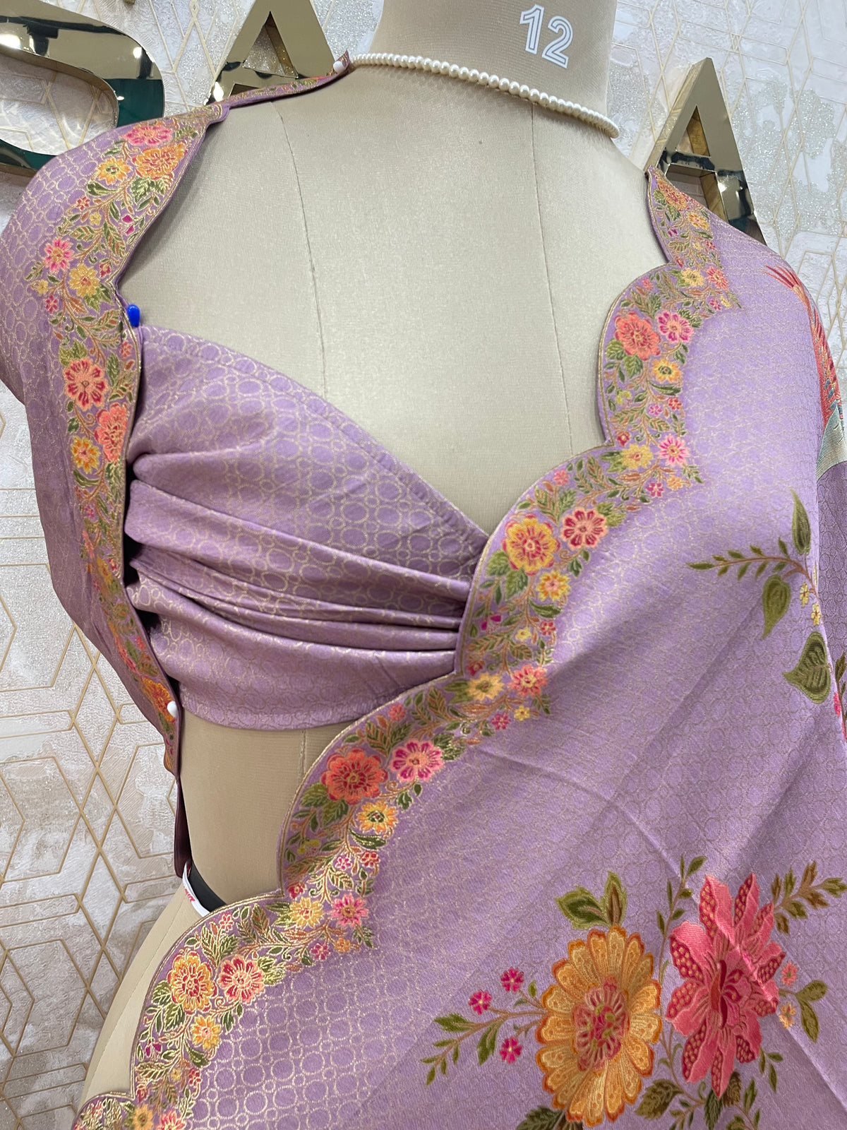 Lilac Dola Crepe Silk Saree 25